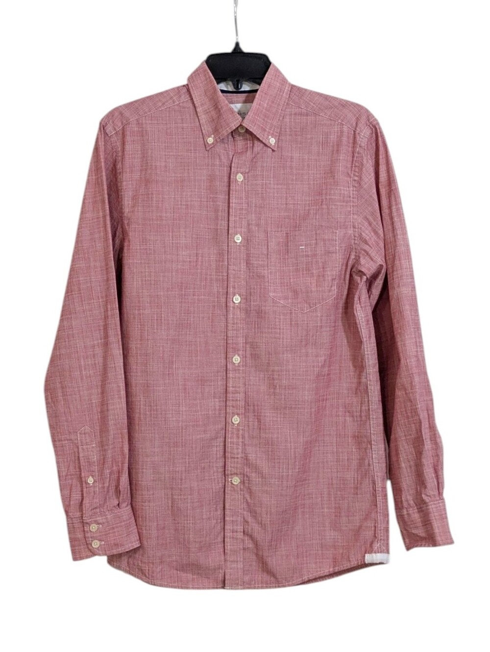 Madison Vintage Wash 100% Cotton Dress Casual Shirt - Size Small Mens - Red Pink